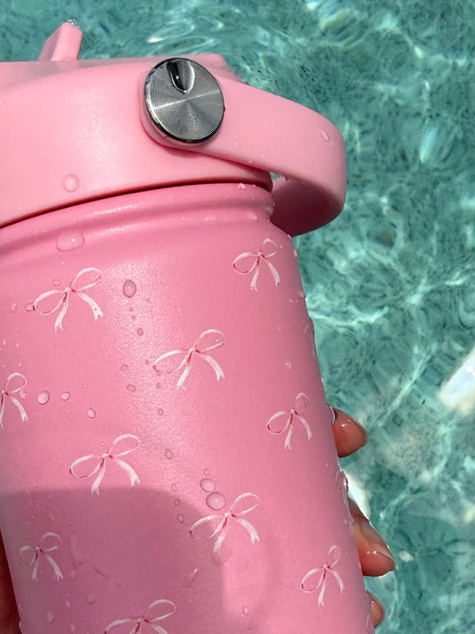 Pink Bow 12oz Water Bottle